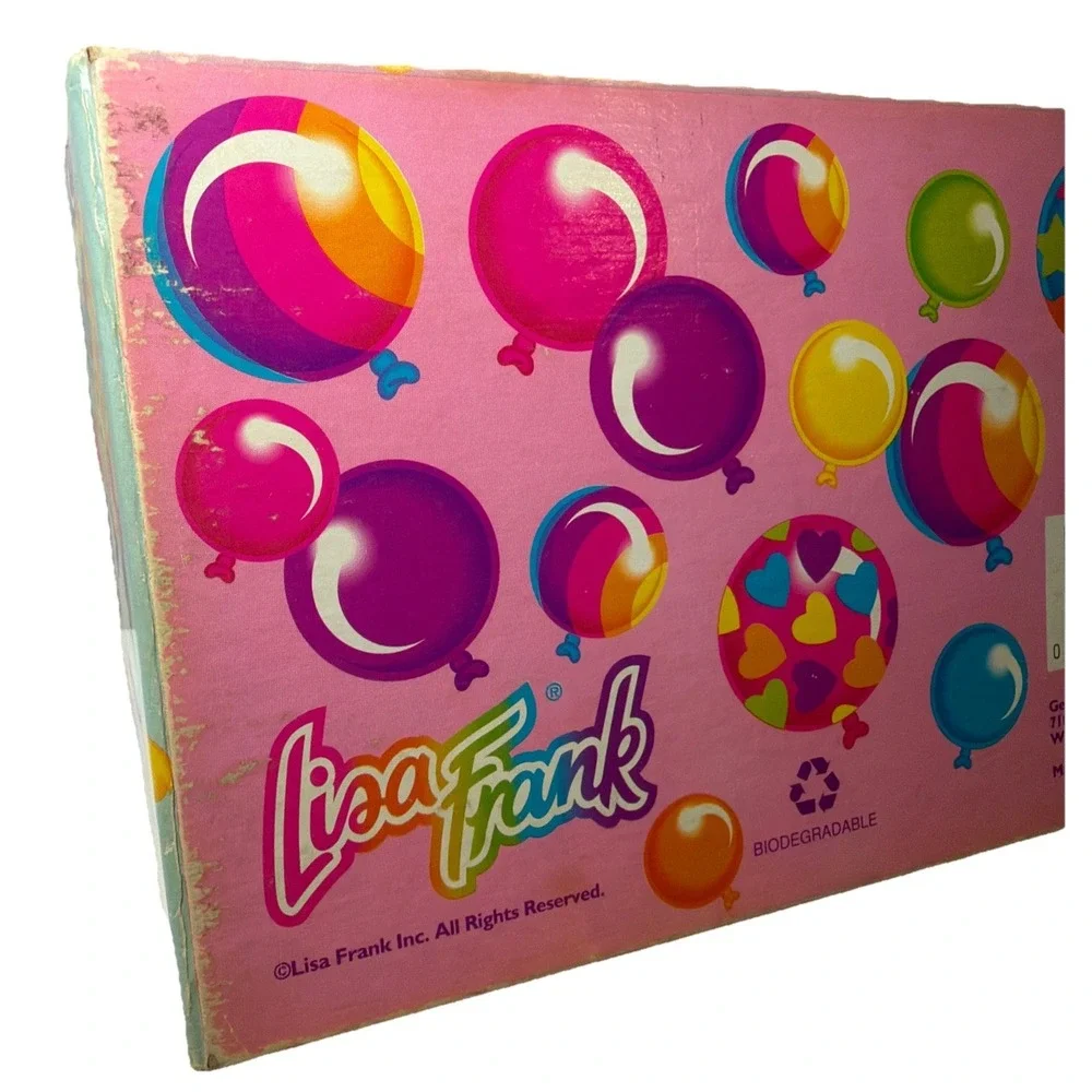 Vintage Lisa Frank Pencil Box Kittens Cats Balloons Pink 90's